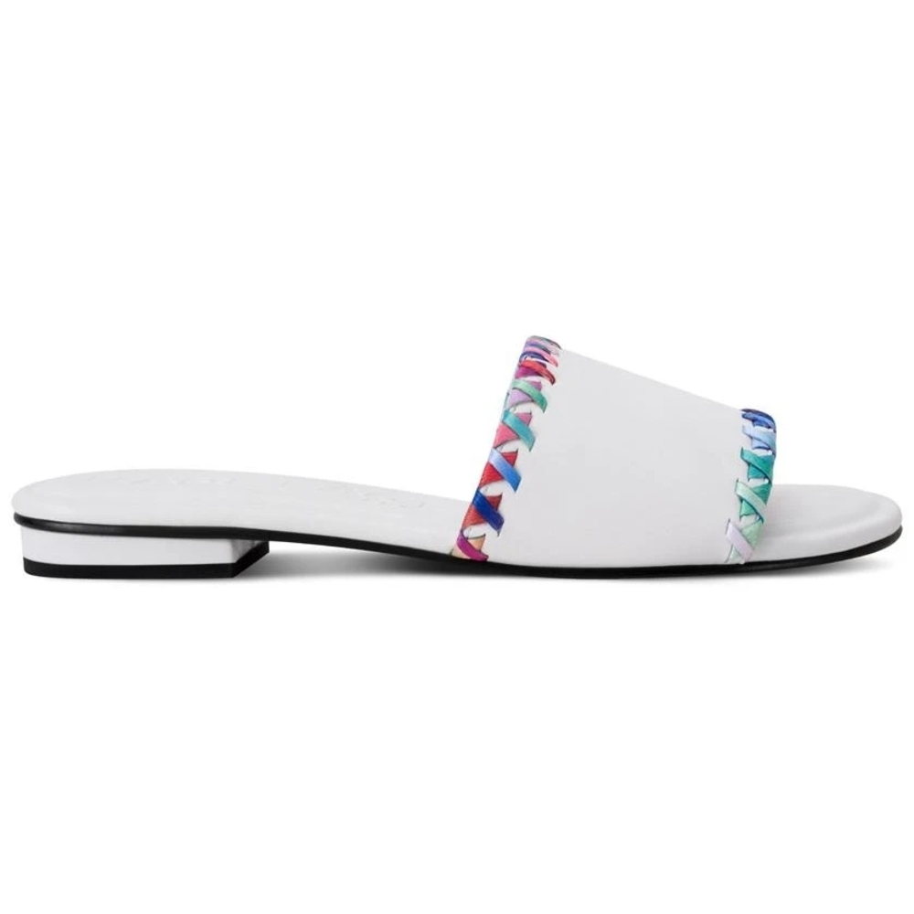 Karl Lagerfeld Paris Women's White Cenie Whipstitch Slide Sandal Size 6 - Picture 4 of 10